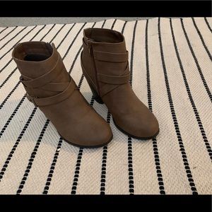 Brown Zip Up Heel Boots